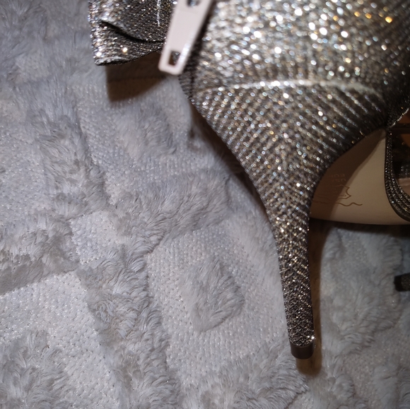 Size 8 Latte Glam Bling Sparkly Metallic Open Toe High Heels Nina Prom Wedding - Picture 7 of 8